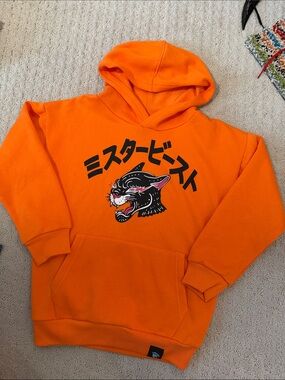 Mr Beast Bright Orange Graphic Hoodie